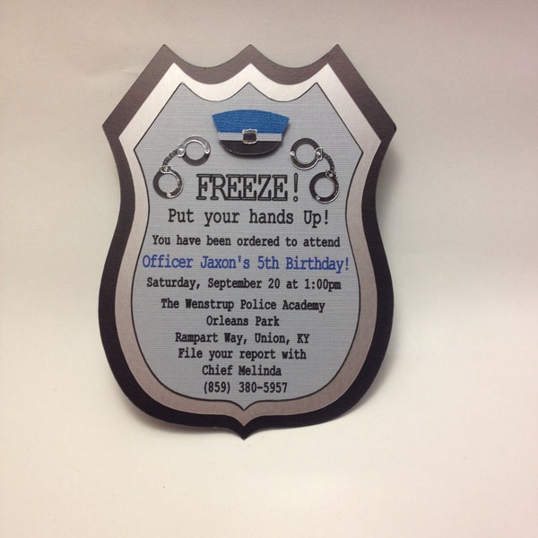 Custom Police Badge Birthday Party Invitation