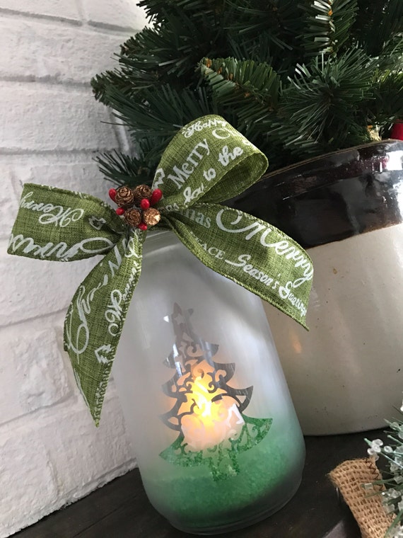 Christmas Tree Mason Jar Votive - Mason Jar Crafts Love