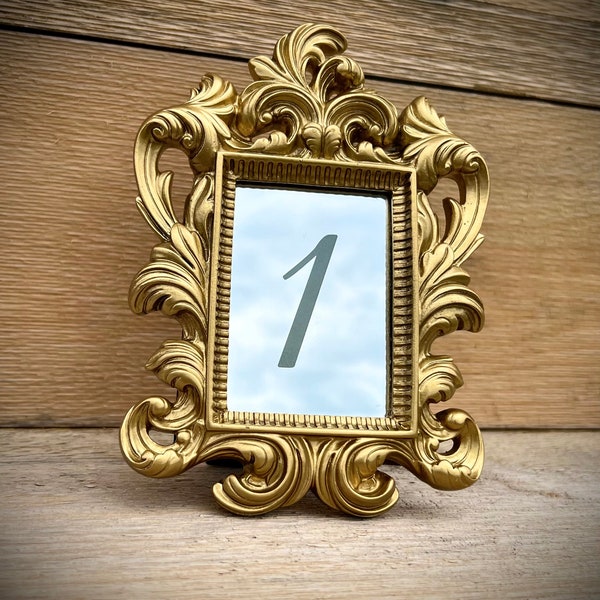 Baroque Mirror Wedding Table Numbers|Gold Table Number|Wedding Table Frames|Wedding Table Numbers|Tabletop Mirorr