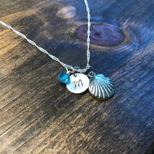 Custom Hand Stamped Nautical Sea Shell Clam Necklace