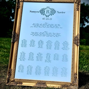 Wedding Seating Chart Mirror|Mirror Seating Chart|Custom Wedding Mirror|Seating Chart Mirror|Wedding Mirror|Hand Lettered Mirror|Monogram