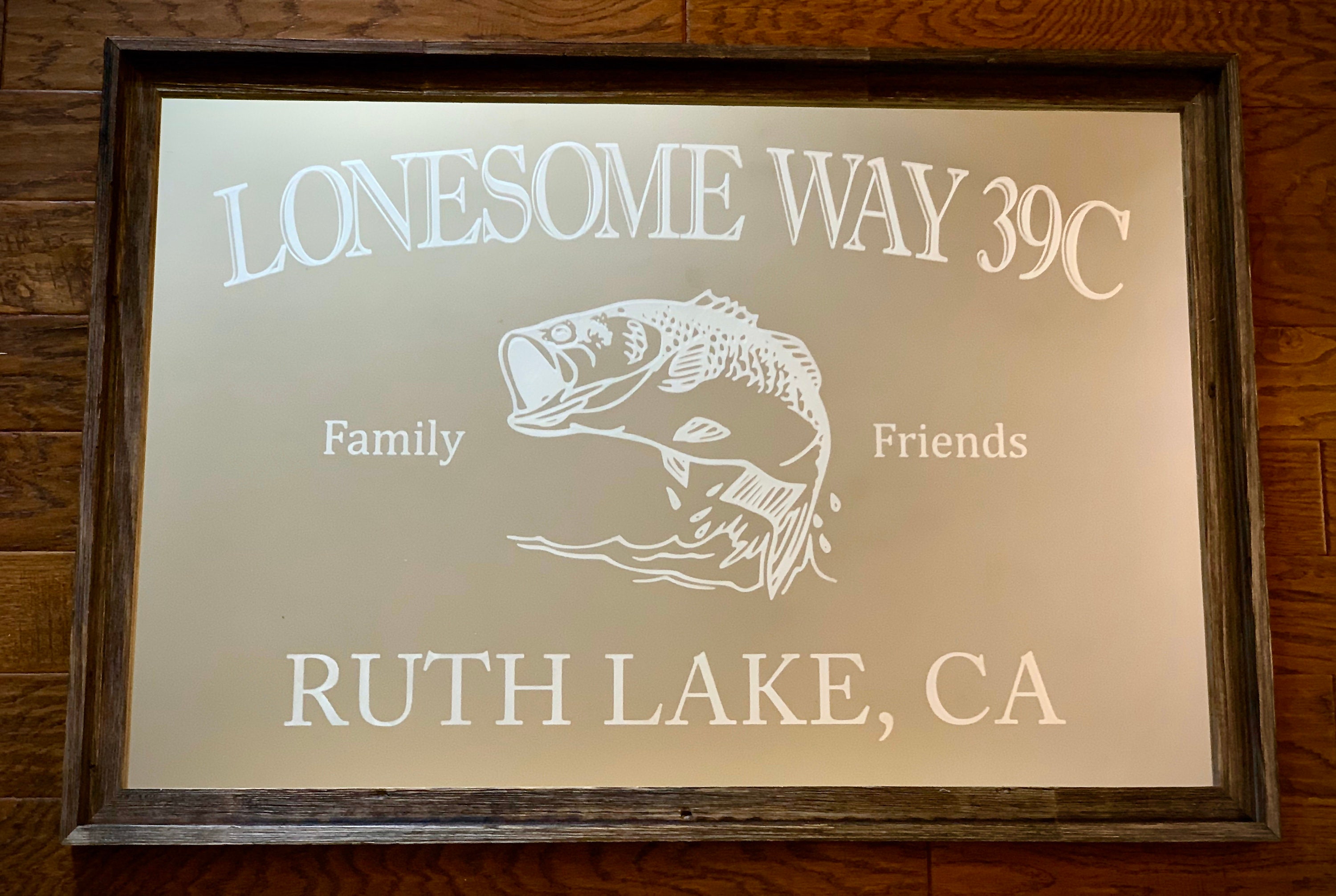 24x36 Custom Engraved Mirror Sign - Personalized Lake House, Cabin, Or Lodge Wall Décor Fishing Theme With Family & Friends Rustic Wood