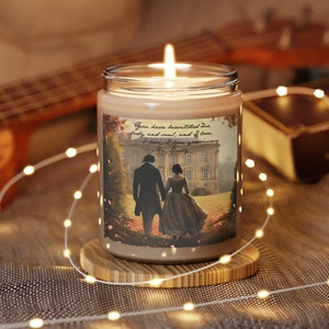 Pride And Prejudice Candle with Mr. Darcy & Elizabeth • Austen Inspired Candle • Pemberley Walk • Romantic Era Pride And Prejudice • 9oz