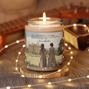Bennet Sisters&#39; Pemberley Walk • Austen-Inspired Candle • Pride and Prejudice with Iconic Opening Line • Austen&#39;s Pride & Prejudice • 9oz
