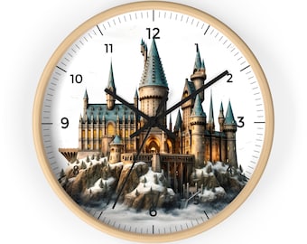 Fantasy Magic School Castle Clock • Magical Castle By Night Wall Clock • Wizarding World Numbered Wall Clock • Wizard School Art  Wall Decor