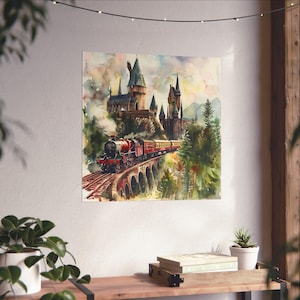 Wizard&#39;s Train Art Print • Wizards Express Watercolor Poster • Magical Train Art Print • Wizard&#39;s Castle Art Print • Magic School Poster