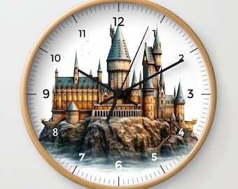 Magical Castle Wall Clock • Wizarding World Numbered Wall Clock • Fantasy Magic School Castle Clock • Wizard Inspired School Art Wall Decor