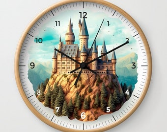 Magical Castle Inspired Wall Clock • Wizarding World Numbered Wall Clock • Wizard School Art  Wall Decor • Fantasy Magic School Castle Clock