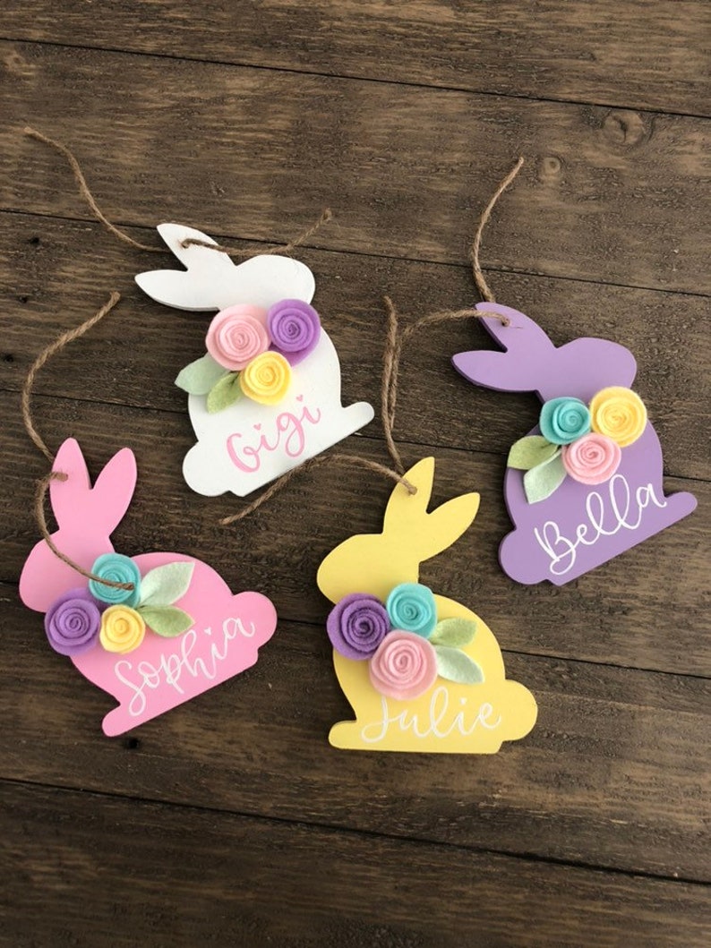 Kids personalized easter basket bunny tag rabbit tags Etsy
