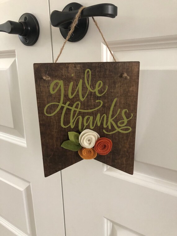 Give Thanks Wooden Banner Sign Thanksgiving Decor Mini Wood Etsy