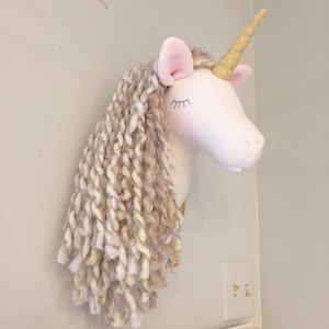 Neutral white unicorn animal wall mount luxury nursery luxury baby gift