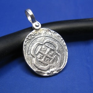 Sterling Silver Pirate Cobb Reproduction Pendant with Custom Shackle Bail -Cast From an Actual Shipwreck Coin Mold- Nautical Jewelry