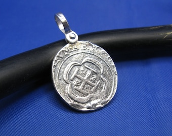 Sterling Silver Pirate Coin Pendant: Shipwreck Reproduction Nautical Jewelry