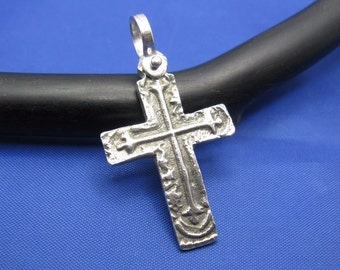 Sterling Silver Unique Artisan Handcrafted Custom Cross Pendant (1.5" x 0.75")