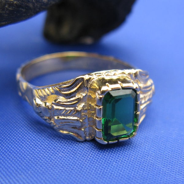 Highly Detailed Atocha Shipwreck Royalty Ring Emerald Articfact Reproduction in 14k Yellow