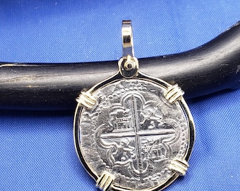 Colgante de doblón pirata de oro de 14 quilates: réplica de Atocha "1 Reale"