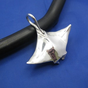 Large High Polish Sterling Silver Manta Ray Pendant by Crisol Jewelry (Custom Original Piece)