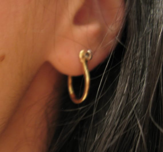 14k Solid Gold Two Tone Pirate Shackle Earring Pair With