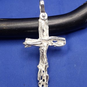 Sterling Silver Unique Artisan Handcrafted Lost Pirate wood Cross Pendant