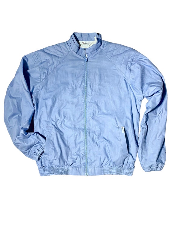 1980s Powder Blue Mod Grandpa Spring Quilted Bomb… - image 1