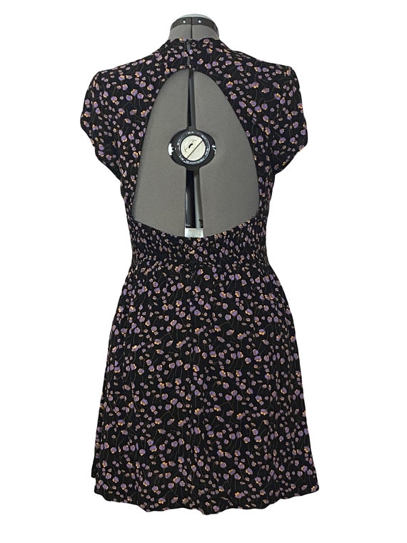 Free People Black + Purple Floral Babydoll Sundre… - image 2