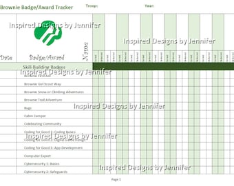 Brownie Girl Scout Badge/Award Tracker Descarga instantánea imprimible: ¡actualizado con nuevas insignias de 2021!