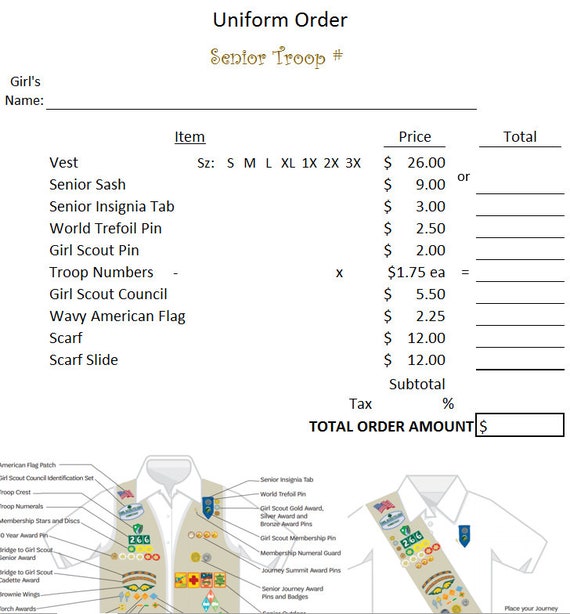 Girl Scout Order Form Template