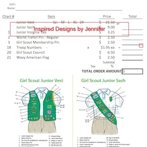 Brownie Girl Scouts Downloadable Troop Uniform Order Form-updated 2023 ...