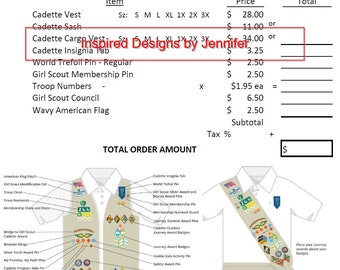 Formulario de pedido de uniforme de tropa descargable de Cadette Girl Scouts, ¡actualizado en 2023!