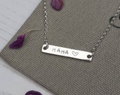 Silver Mama Necklace,Mama Necklace,Mama Bar Necklace,Mama,Silver Bar Necklace,Bar Necklace