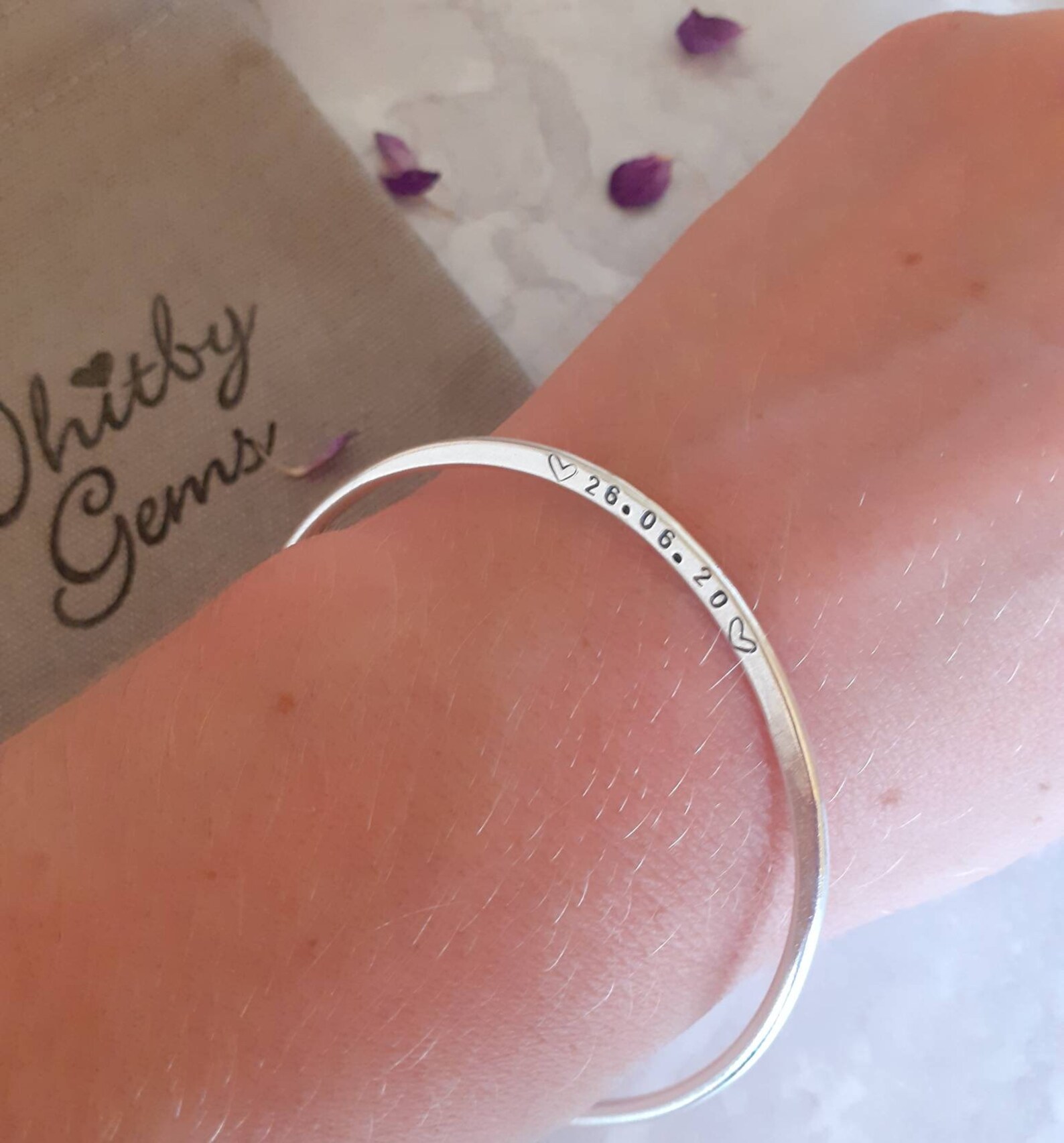 Personalised Date Bangle Bracelet Silver Date Bracelet Etsy