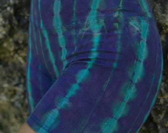Tie Dye Yoga Shorts: Hand Dyed Cotton Boho Activewear