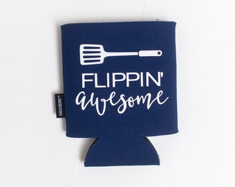 Flippin' Awesome Can KOOZIE® - Personalized Beer/Soda Can Hugger | funny beer drinker gift | white elephant gift | husband or dad who grills