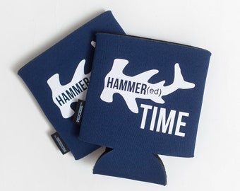 Hammer Time Can KOOZIE® - Personalized Shark Week Beer/Soda Can Hugger gift for beach vacation, hammered Koozie, hammerhead shark, bachelor