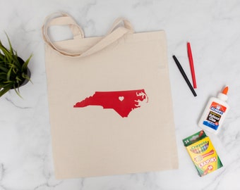North Carolina NC "Red For Ed" State Reusable Tote Bag | Gift Grocery Bag | Ready to Ship Teacher Gift
