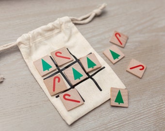 Travel Kid's Tic Tac Toe Game with Carry Pouch | Kids Christmas stocking stuffer, travel game, activity to throw in the busy bag