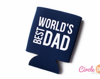 World's Best Dad Can Cozy - Personalized Beer/Soda Can Hugger, perfect for Father's Day, grandpa, papa, grandfather, manly gift