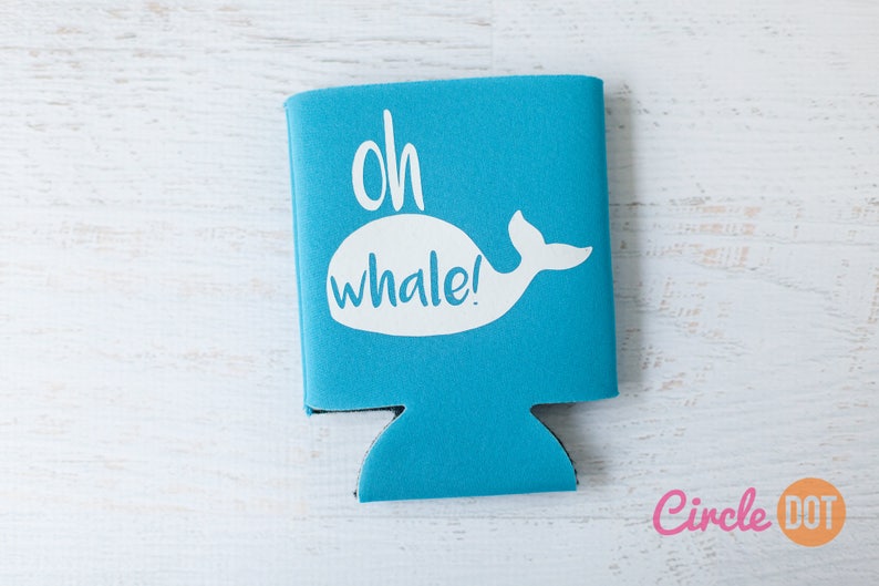 Oh Whale / Oh Well Can KOOZIE® Personalized Beer/Soda Can coozie for beach trip, summer vacation, bachelor bachelorette party, kids gift image 2