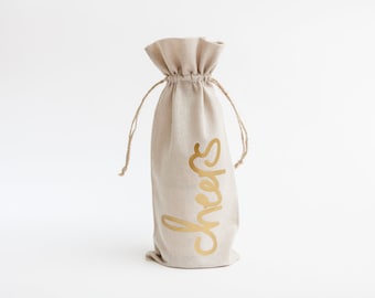 Cheers wine gift bag | Drawstring gift bag for wine bottle, Host/Hostess gift, Holiday pot luck, Christmas gift