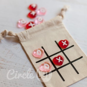 Valentine's Day Travel Kid's Tic Tac Toe Game with Carry Pouch Great Valentines Day gift for kids, game to throw in busy bag image 2