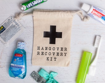 Hangover Recovery Kit | DIY drawstring bag for bachelorette party, bachelor party, summer bash, adult party favor - BAG ONLY