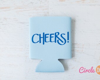 Cheers! Beer Can Insulator - Personalized Soda Can Hugger for beach vacation, bachelorette party, girls trip vacation, retirement, wedding