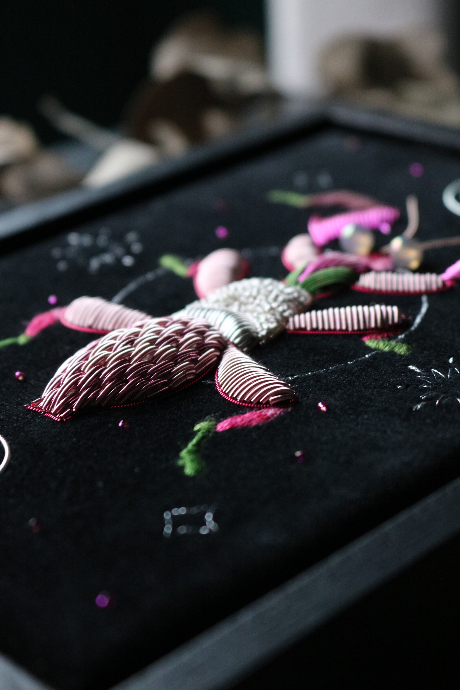 Orchid Mantis Praying Mantis Celestial Goldwork Embroidery Art Wall