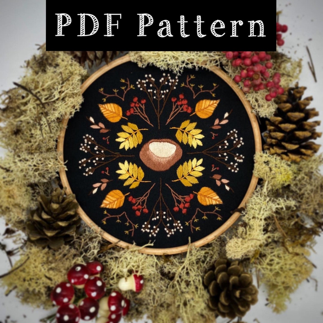 Autumn Conker Embroidery Pattern Tutorial PDF Pattern Digital Download ...