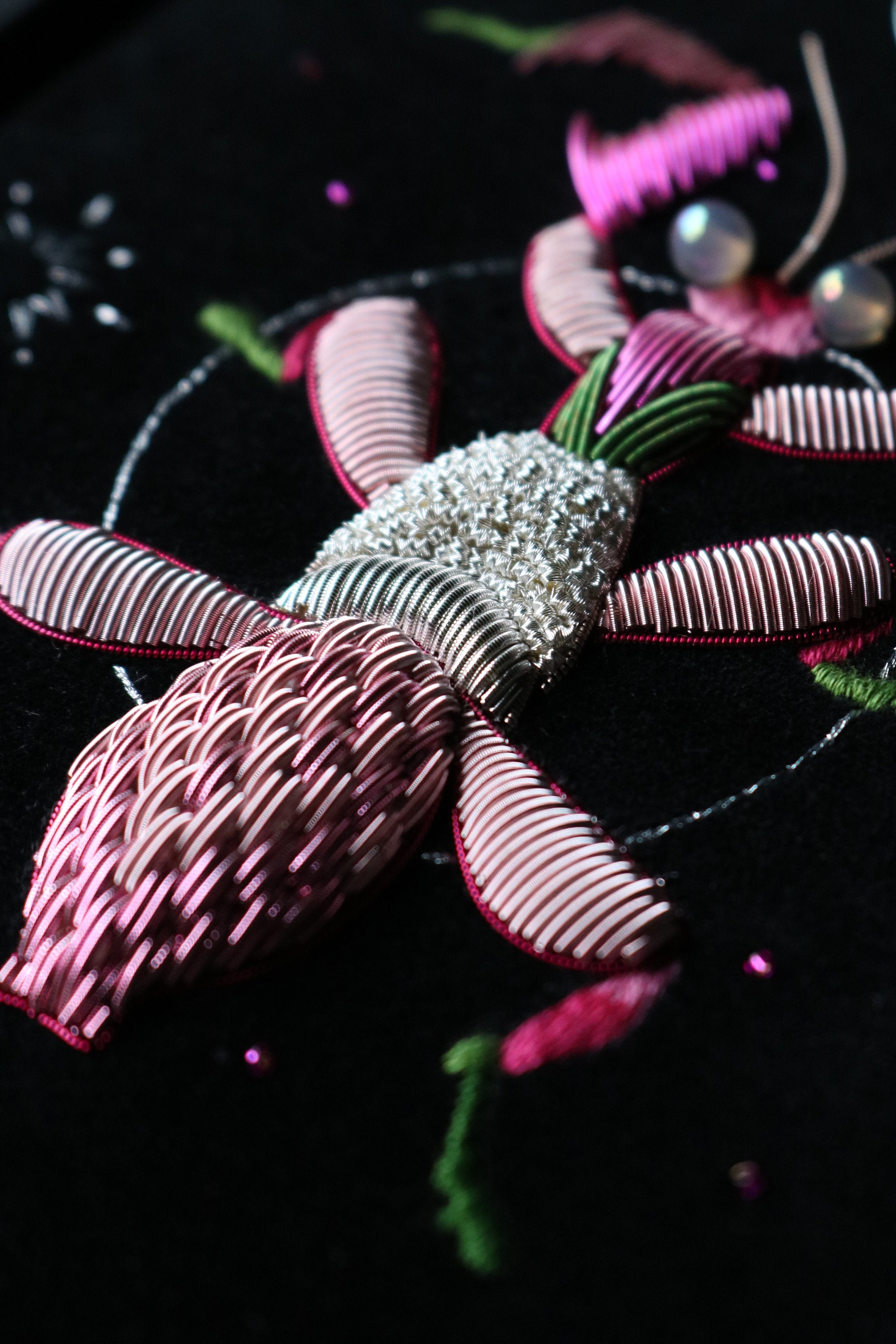 Orchid Mantis Praying Mantis Celestial Goldwork Embroidery Art Wall