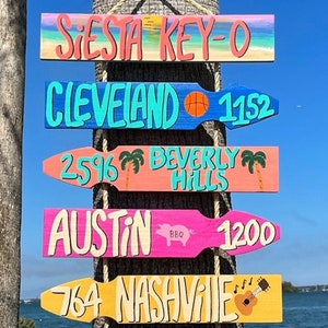 Custom Destination Wood Sign: Personalized Directional Mileage