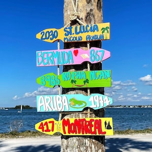 Hanging Directional Sign, Beach Location Sign, Wood Mile Arrows, Custom Arrow Sign, Destination Signs Custom, Travel Signs