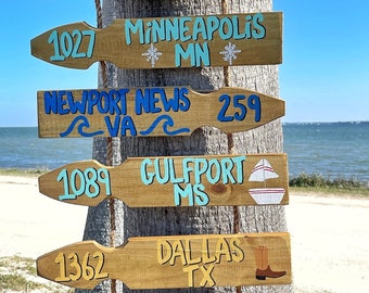 Beach Direction Sign, Personalized Pool Sign, Directional Signs, Mileage Sign, Destination Sign, Location Sign, Backyard Deck Decor