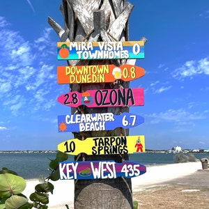 Miles to Hometown Sign, Personalized Directional Signs, Mileage Sign, Custom Beach Sign, Location Arrows, Destination Arrow Signs