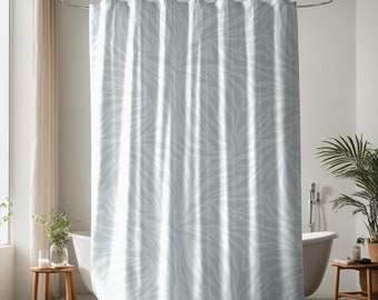 Cortina de ducha gris y blanca, cortinas de ducha de tela minimalistas, cortinas de ducha modernas para baño, decoración para baño de invitados